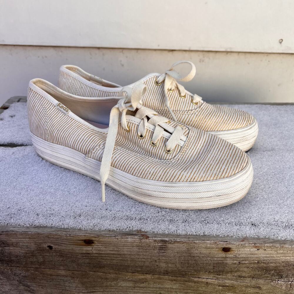 Keds platform gold triple metallic stripe sneakers Size 6
